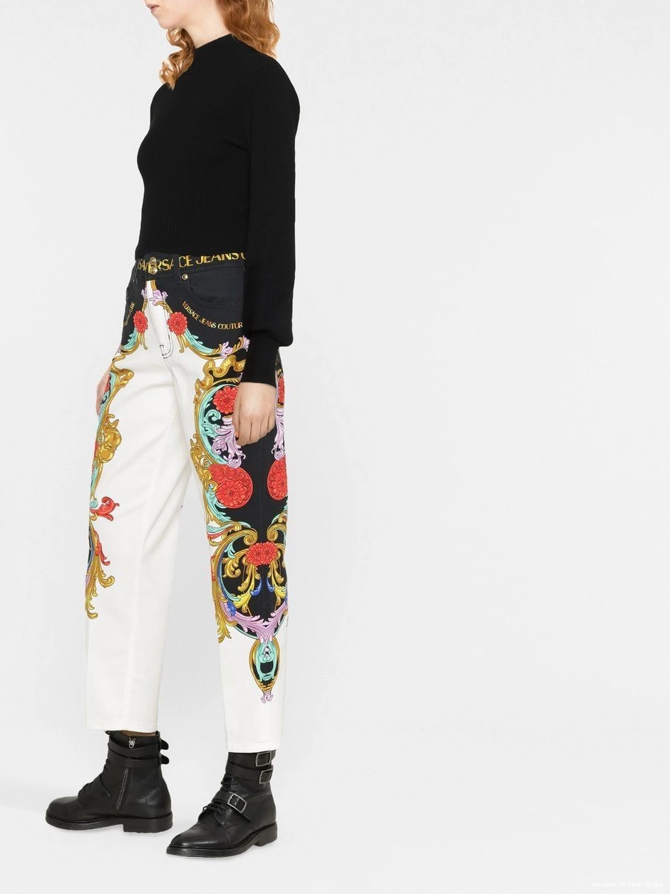 Affordable logo-waistband Women detail trousers Versace Jeans Couture 0803